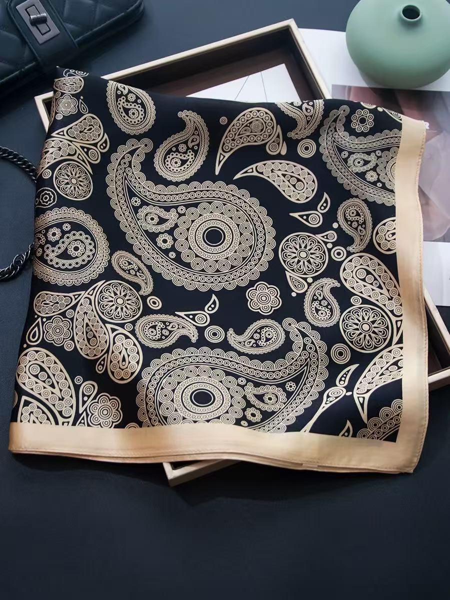 Mulberry Silk Scarf with Scarf Ring - Vintage Style Bandana