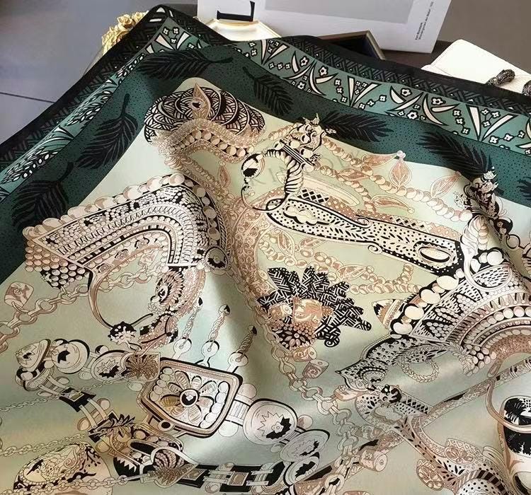 Mulberry Silk Scarf with Scarf Ring - Vintage Style Bandana