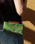 Handmade Silk Handbag with Wooden Clasp | Natural Dyed Xiangyun Silk Persimmon Print Crossbody | Oriental Heritage Evening Purse