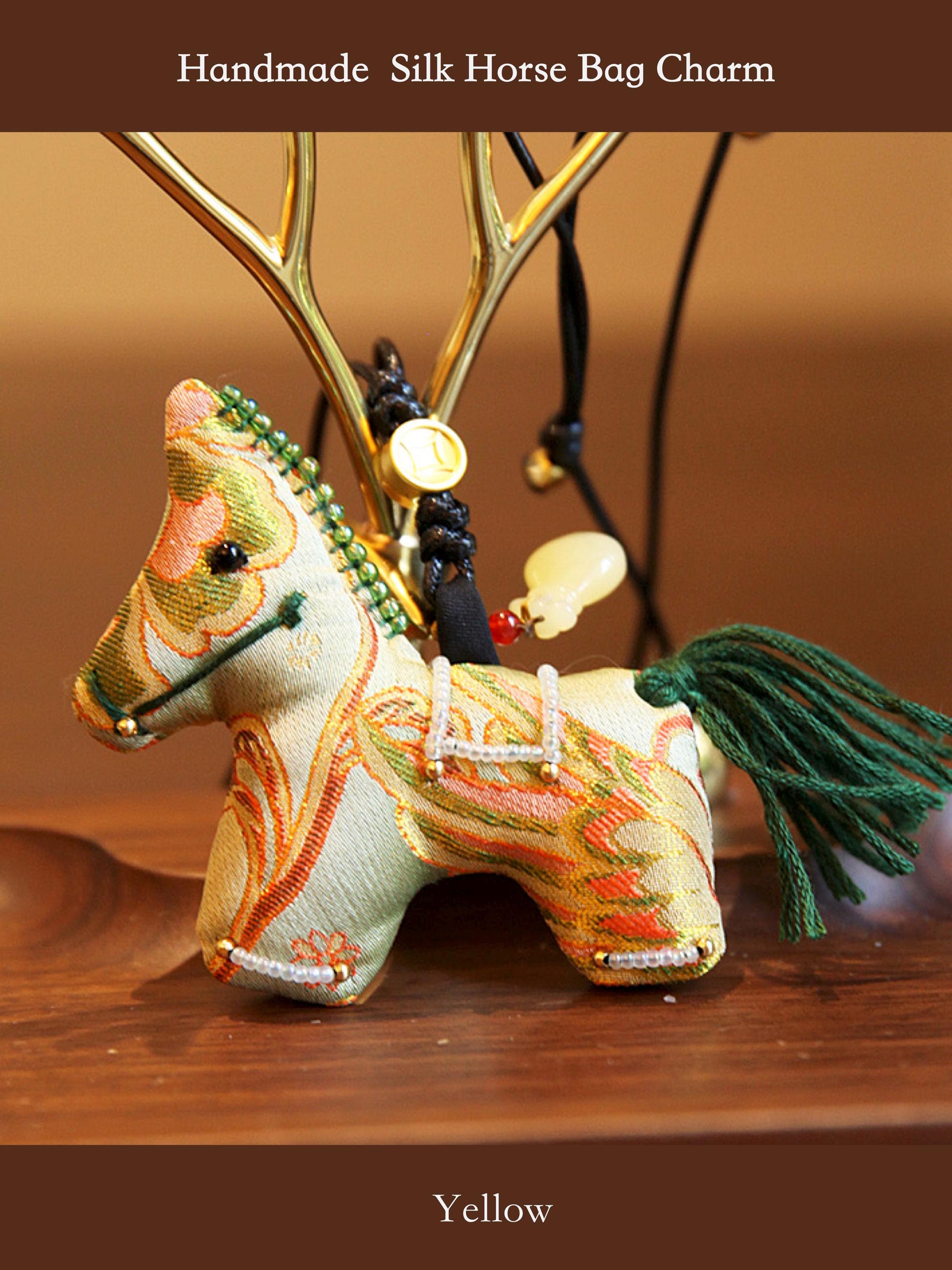 Handmade Silk Horse Bag Charm – Christmas Stocking Filler, Embroidered Horse Ornament, Lucky Horse Keyrings, Christmas Tree Decor