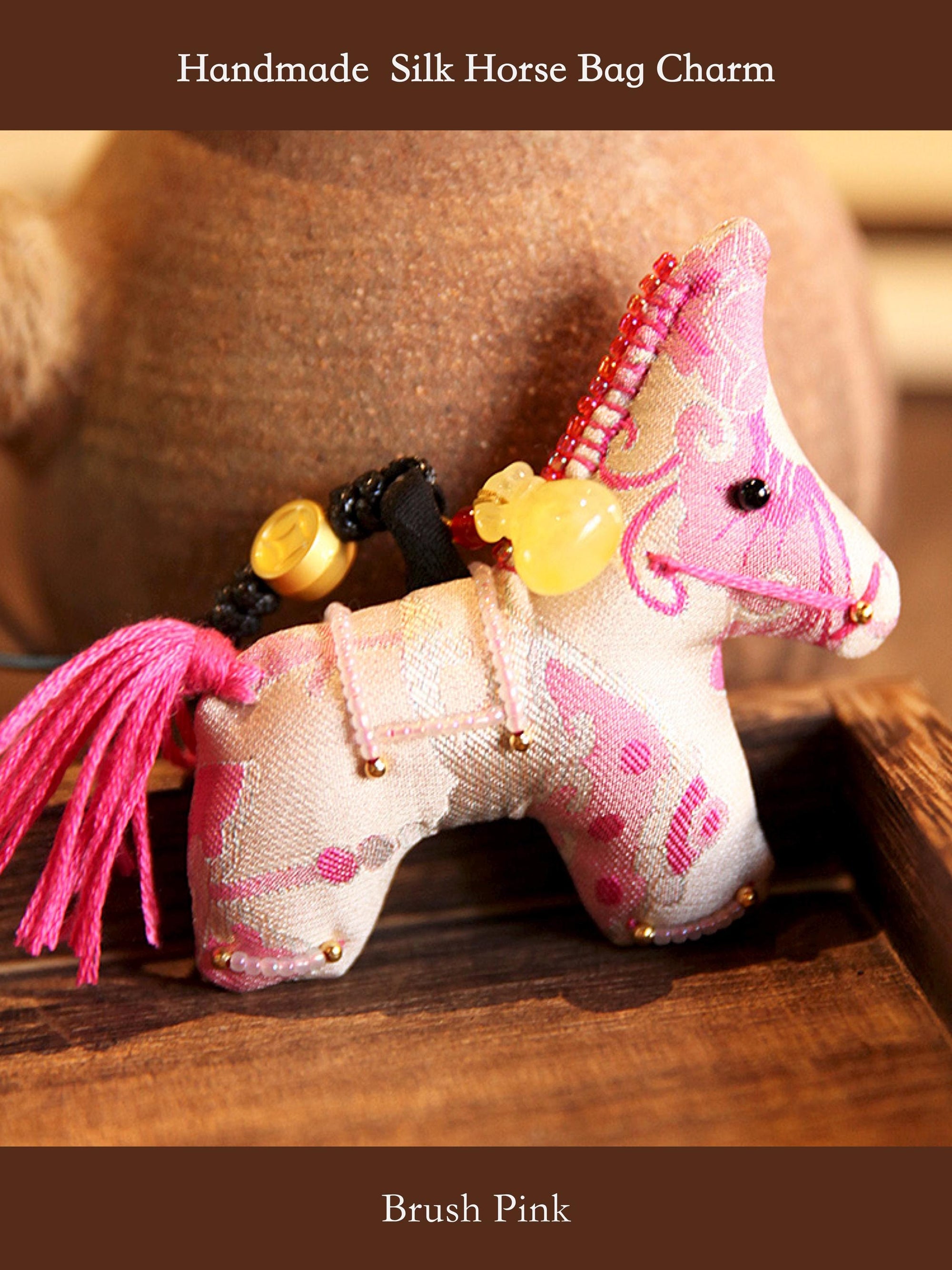 Handmade Silk Horse Bag Charm – Christmas Stocking Filler, Embroidered Horse Ornament, Lucky Horse Keyrings, Christmas Tree Decor
