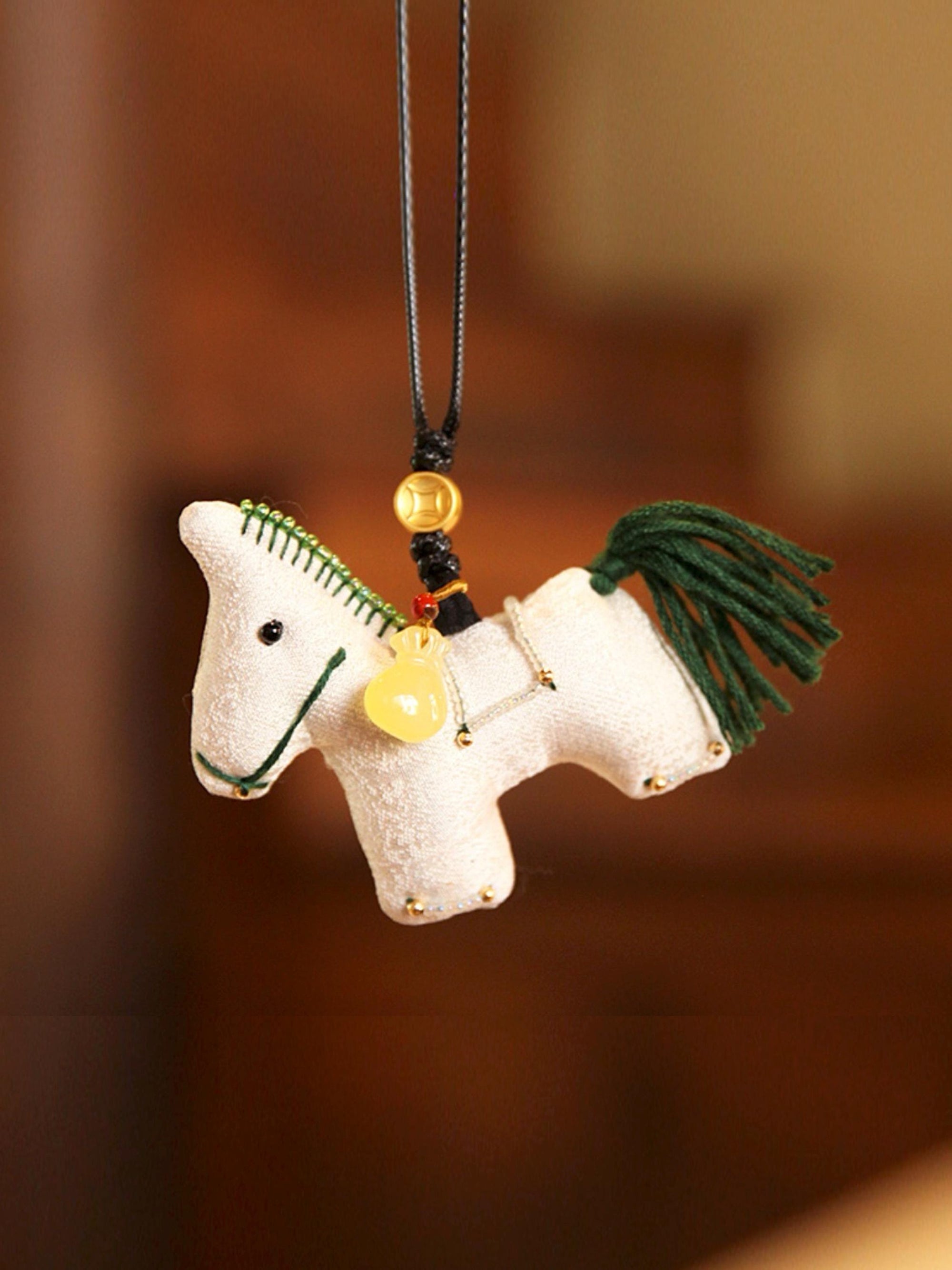 Handmade Silk Horse Bag Charm – Christmas Stocking Filler, Embroidered Horse Ornament, Lucky Horse Keyrings, Christmas Tree Decor