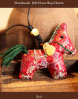 Handmade Silk Horse Bag Charm – Christmas Stocking Filler, Embroidered Horse Ornament, Lucky Horse Keyrings, Christmas Tree Decor