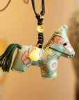 Handmade Silk Horse Bag Charm – Christmas Stocking Filler, Embroidered Horse Ornament, Lucky Horse Keyrings, Christmas Tree Decor