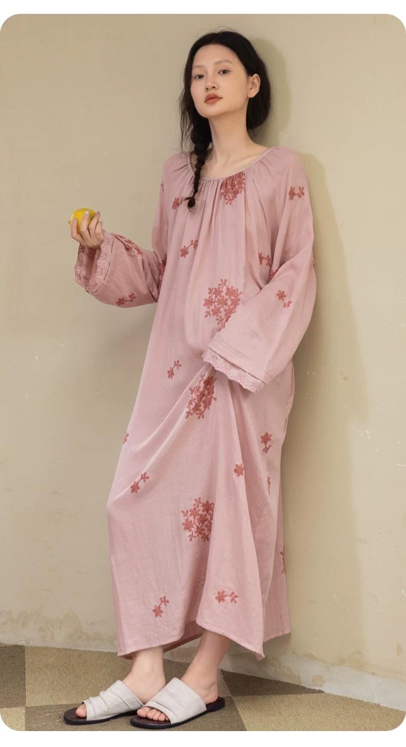 Bamboo Fibre Cotton Embroidered Loungewear Bamboo Cotton/Breathable Winter Pajamas