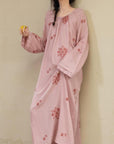 Bamboo Fibre Cotton Embroidered Loungewear Bamboo Cotton/Breathable Winter Pajamas