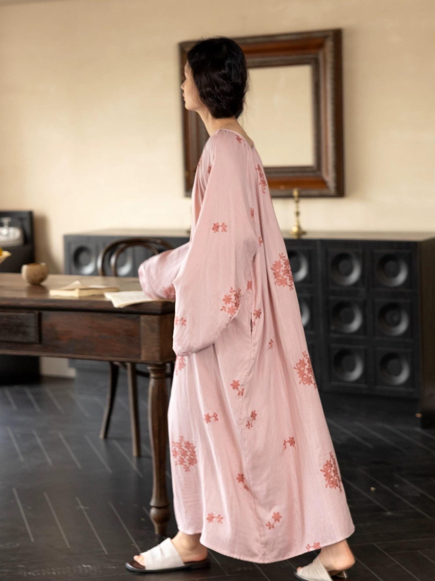 Bamboo Fibre Cotton Embroidered Loungewear Bamboo Cotton/Breathable Winter Pajamas
