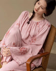 Bamboo Fibre Cotton Embroidered Loungewear Bamboo Cotton/Breathable Winter Pajamas