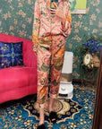 Luxury Silk Blend Christmas Pyjama Set Women – Personalised Message Tag & Gift Box – Floral Tiger Print Satin PJs Christmas Present for Her