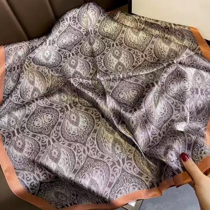 Mulberry Silk Scarf with Scarf Ring - Vintage Style Bandana