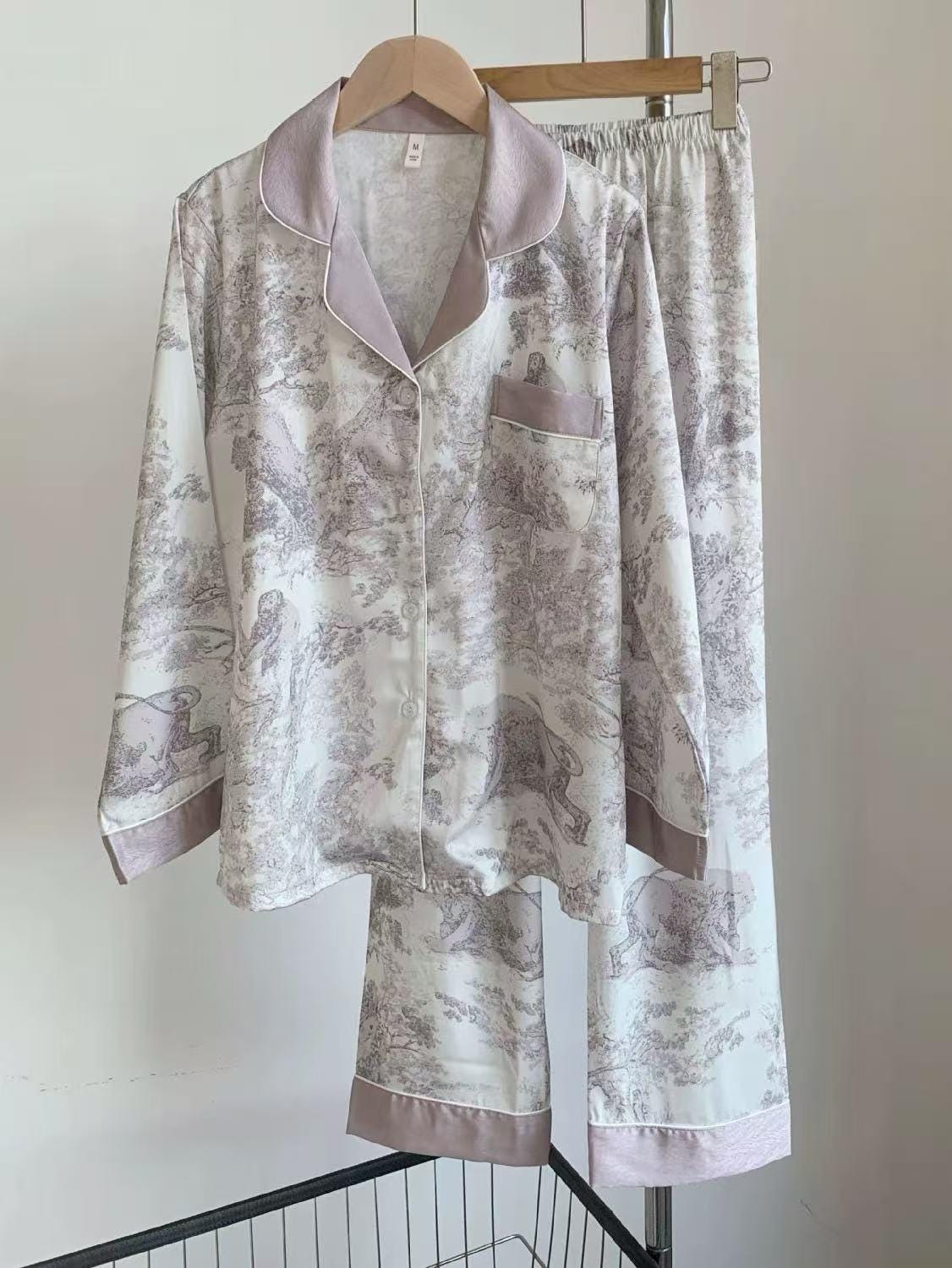 Luxury Silk Blend Pyjama Set for Women – Embroidered Loungewear Sleepwear Gift | Soft Breathable Two-Piece Cotton Silk PJs for Summer