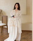 Embroidered Cotton Pajamas Set or Nightgown Dress, Slub Cotton Loungewear, Soft Breathable Loose Fit Sleepwear, Lounge to Street