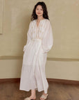 Embroidered Cotton Pajamas Set or Nightgown Dress, Slub Cotton Loungewear, Soft Breathable Loose Fit Sleepwear, Lounge to Street