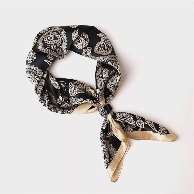 Mulberry Silk Scarf with Scarf Ring - Vintage Style Bandana