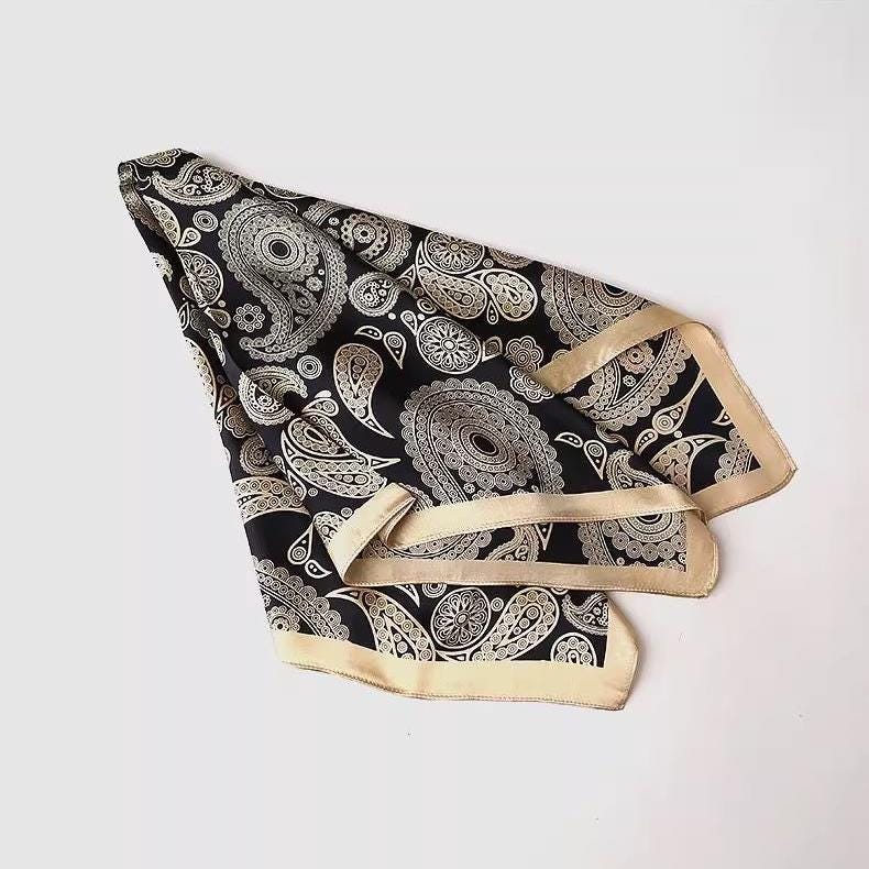 Mulberry Silk Scarf with Scarf Ring - Vintage Style Bandana