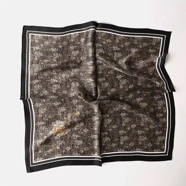 Mulberry Silk Scarf with Scarf Ring - Vintage Style Bandana