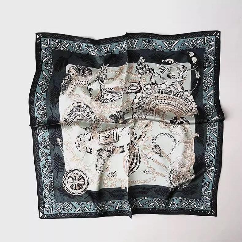 Mulberry Silk Scarf with Scarf Ring - Vintage Style Bandana