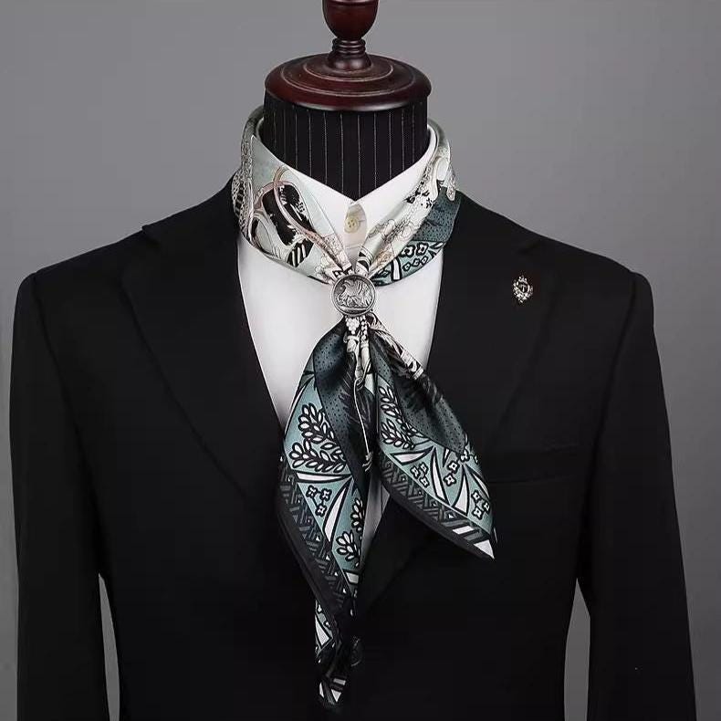 Mulberry Silk Scarf with Scarf Ring - Vintage Style Bandana