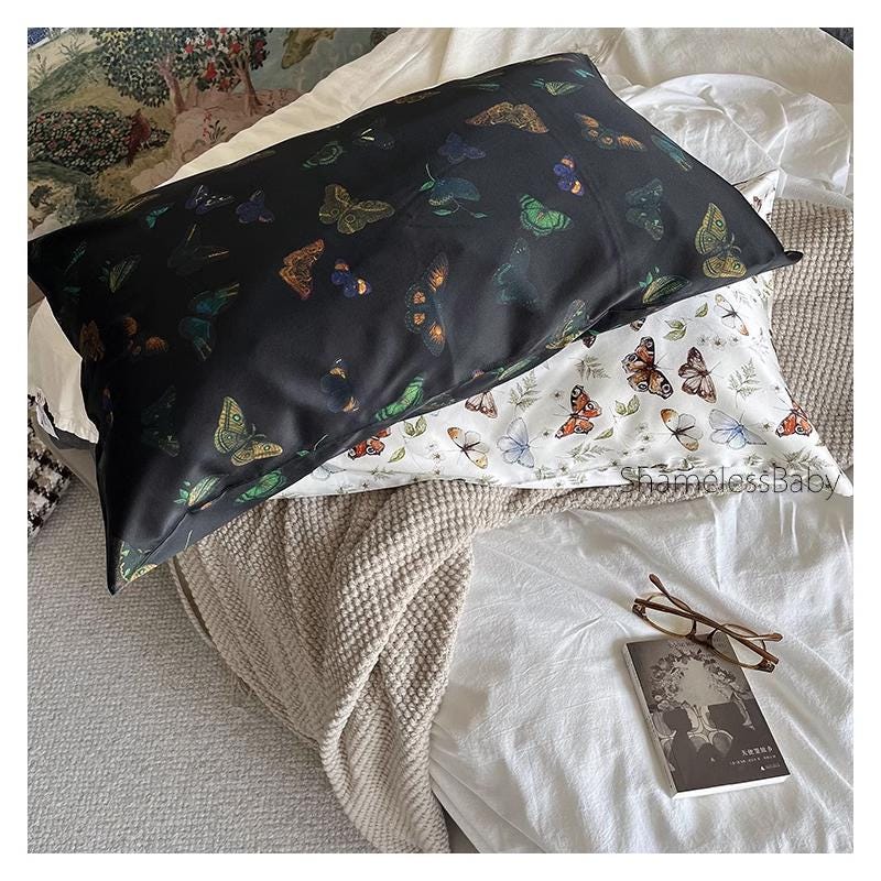 Luxury 100% Silk Pillowcase - Vintage-Inspired Floral Design | Hypoallergenic ｜ Breathable | Anti-Frizz, Anti-Wrinkle, Beauty Sleep Essentia
