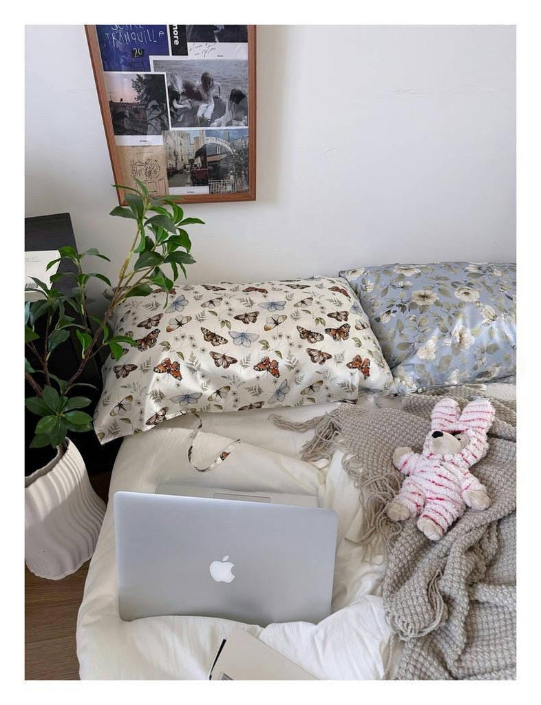 Luxury 100% Silk Pillowcase - Vintage-Inspired Floral Design | Hypoallergenic ｜ Breathable | Anti-Frizz, Anti-Wrinkle, Beauty Sleep Essentia