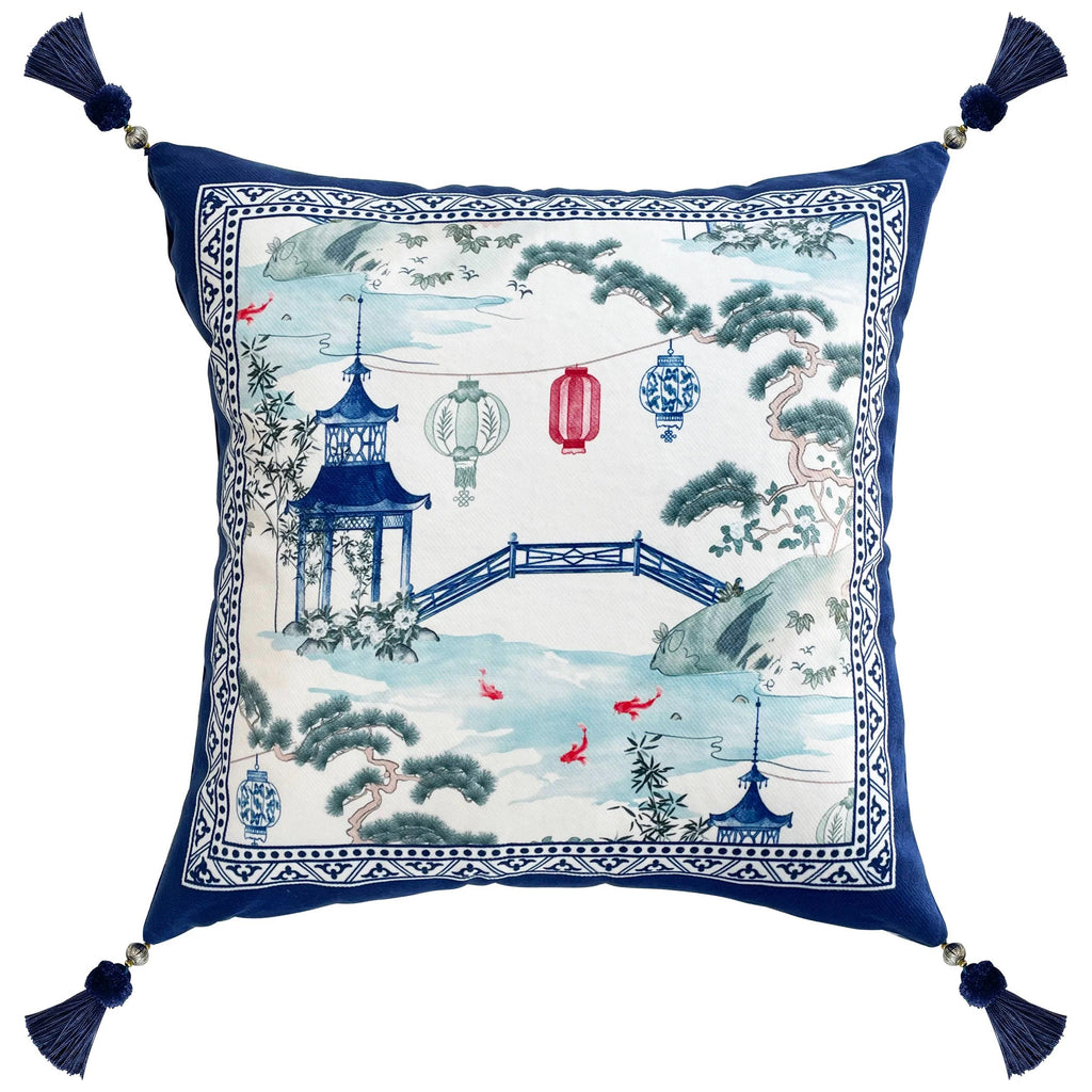 Blue and White Cushion Cover, Chinoiserie Throw Pillow Cases, Oriental Sofa Bed Pillows, French Country Decorative Set, Christmas Gift Décor
