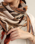 Mulberry Silk Scarf: Rhinoceros Lark Print, Hand-Rolled Twill