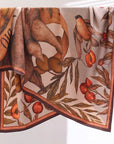 Mulberry Silk Scarf: Rhinoceros Lark Print, Hand-Rolled Twill