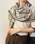 Mulberry Silk Scarf: Rhinoceros Lark Print, Hand-Rolled Twill