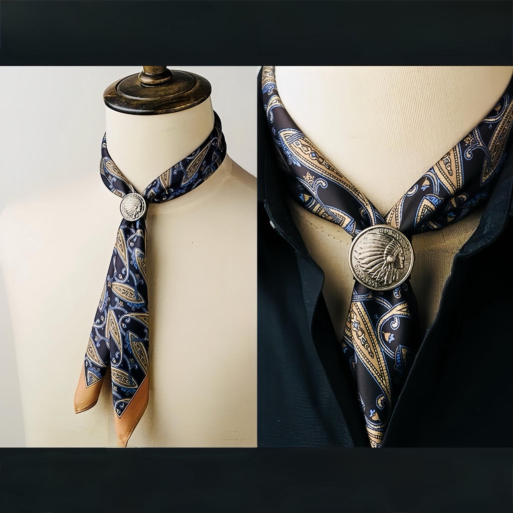 Handcrafted Men's Silk Scarf with Scarf Ring | Dapper Silk Kerchief for Suit Accessory for Men Handmade Scarf Gift Father's Day Gift