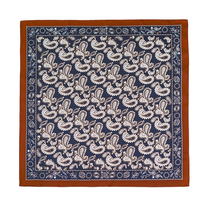 Handcrafted Men's Silk Scarf with Scarf Ring | Dapper Silk Kerchief for Suit Accessory for Men Handmade Scarf Gift Father's Day Gift
