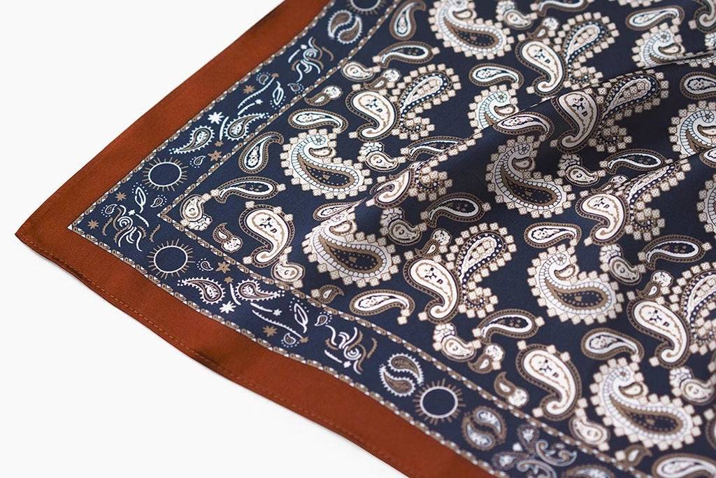 Handcrafted Men's Silk Scarf with Scarf Ring | Dapper Silk Kerchief for Suit Accessory for Men Handmade Scarf Gift Father's Day Gift