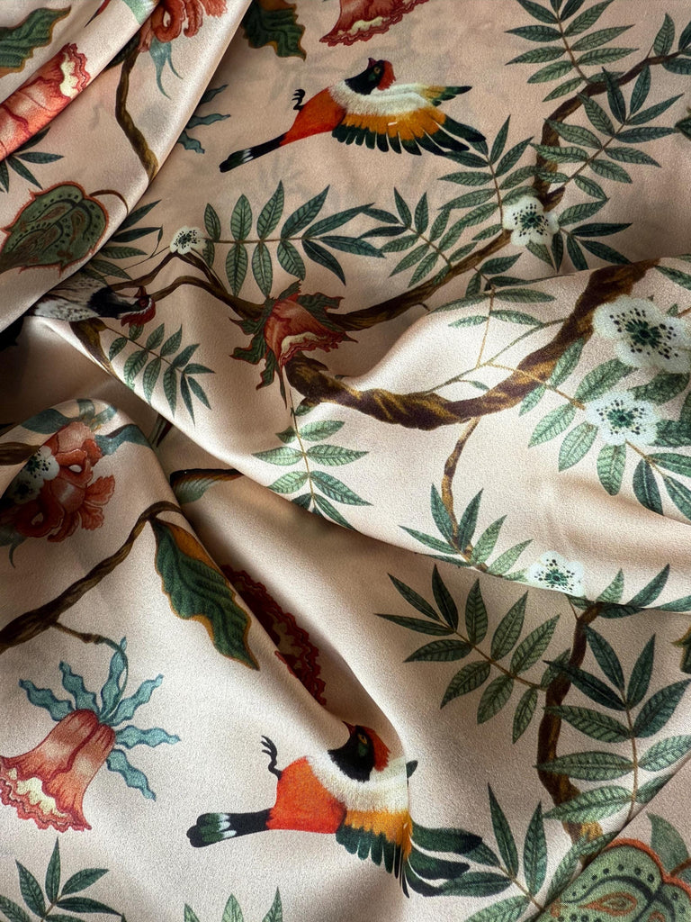 Luxury Pure Mulberry Silk Pillowcase with Floral Bird Pattern Anti-Aging Beauty Sleep Pillowcase for Hair and Skin Care Gift for Her