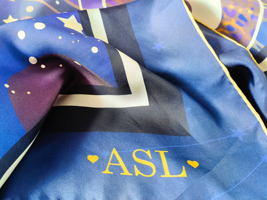 Zodiac Silk Scarves - Tarot Spiritual Gifts - Women's Silk Scarves-Gifts for Mother's day-Blue Silk Scarves - Cashmere Scarves