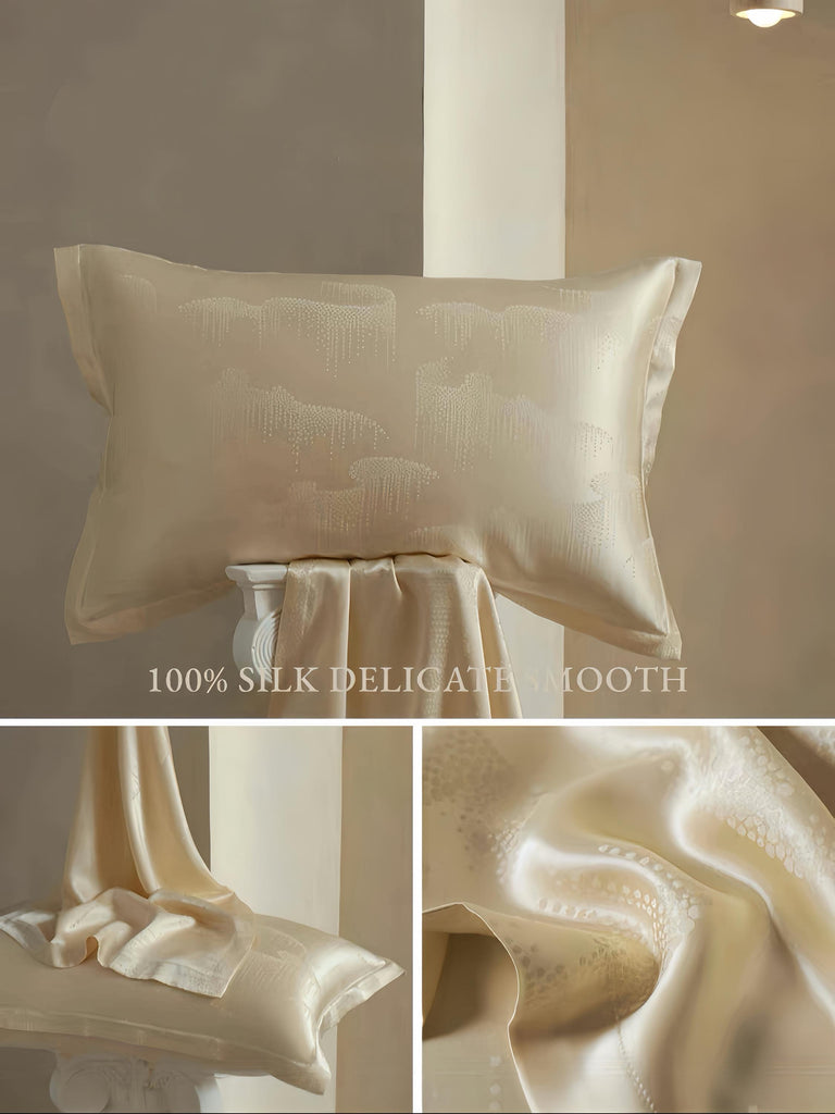 Luxury Jacquard Silk Pillowcase 30 Momme Mulberry Silk Oriental Elegance Hypoallergenic Pillows Modern Comfort Twin Pack of Pillow Cases