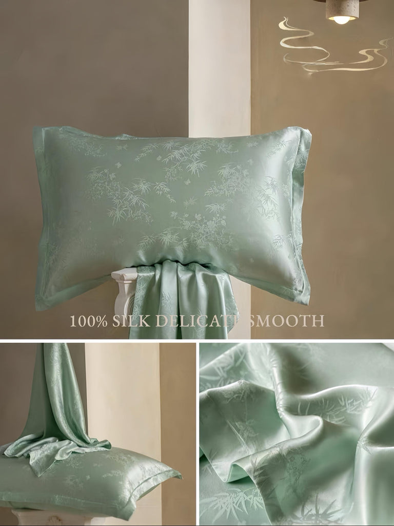 Luxury Jacquard Silk Pillowcase 30 Momme Mulberry Silk Oriental Elegance Hypoallergenic Pillows Modern Comfort Twin Pack of Pillow Cases