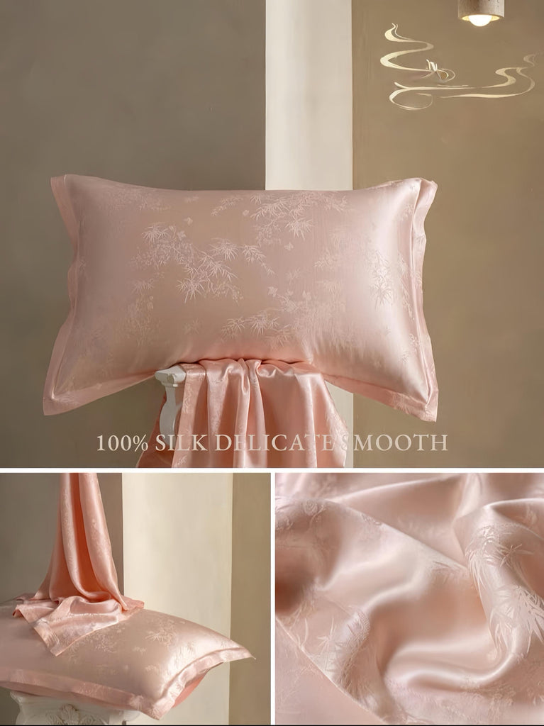 Luxury Jacquard Silk Pillowcase 30 Momme Mulberry Silk Oriental Elegance Hypoallergenic Pillows Modern Comfort Twin Pack of Pillow Cases