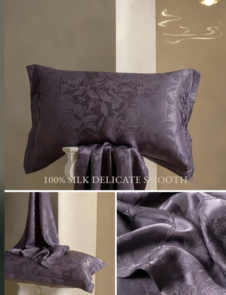 Luxury Jacquard Silk Pillowcase 30 Momme Mulberry Silk Oriental Elegance Hypoallergenic Pillows Modern Comfort Twin Pack of Pillow Cases