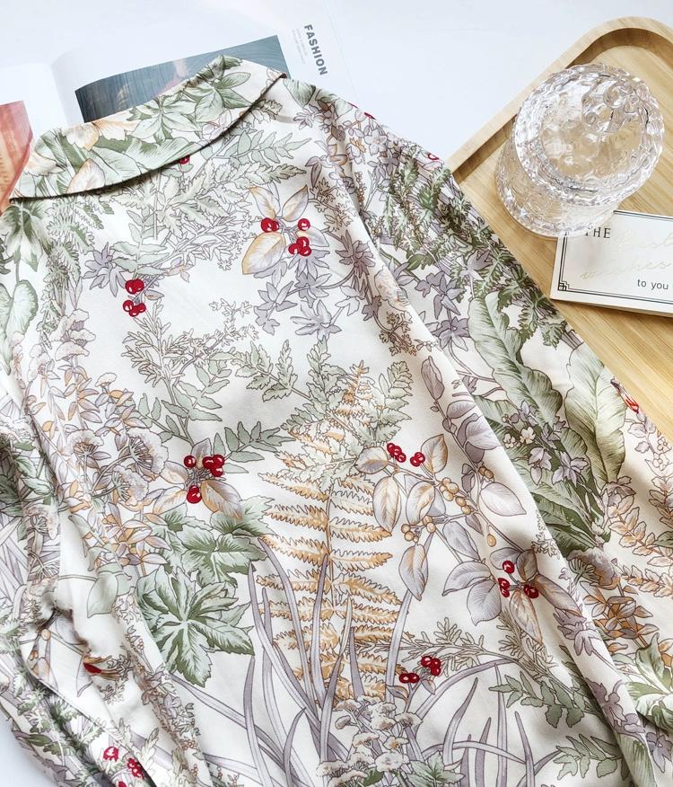 Luxury Satin Silk Pajama Set: Floral Long Sleeve Sleepwear, Christmas Party Pyjamas