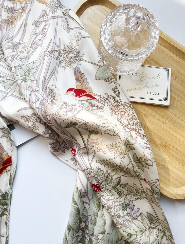 Luxury Satin Silk Pajama Set: Floral Long Sleeve Sleepwear, Christmas Party Pyjamas