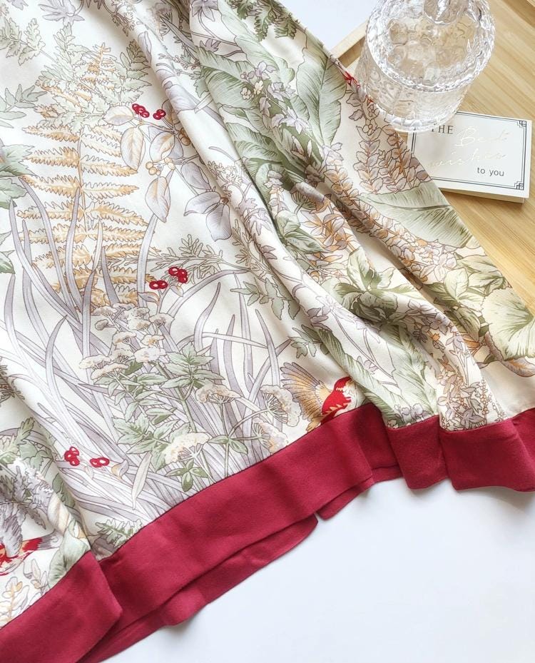 Luxury Satin Silk Pajama Set: Floral Long Sleeve Sleepwear, Christmas Party Pyjamas