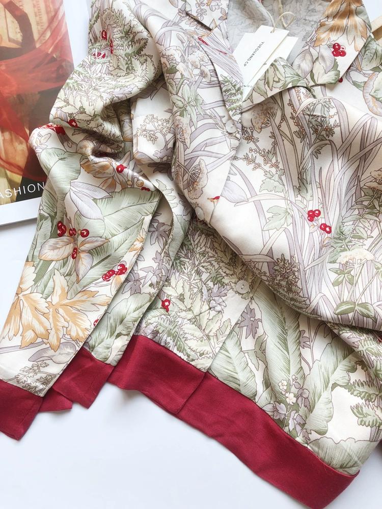 Luxury Satin Silk Pajama Set: Floral Long Sleeve Sleepwear, Christmas Party Pyjamas