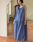 Lian Loungewear bamboo cotton loungewear dress and pants set, comfortable and stylish for relaxed wear.