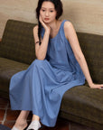 Lian Loungewear bamboo cotton loungewear dress and pants set, soft and comfortable relaxed sleepwear for women.