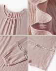 Lian Loungewear gauze cotton pajamas and soft breathable maxi dress, featuring lightweight, comfortable fabric for relaxed wear.