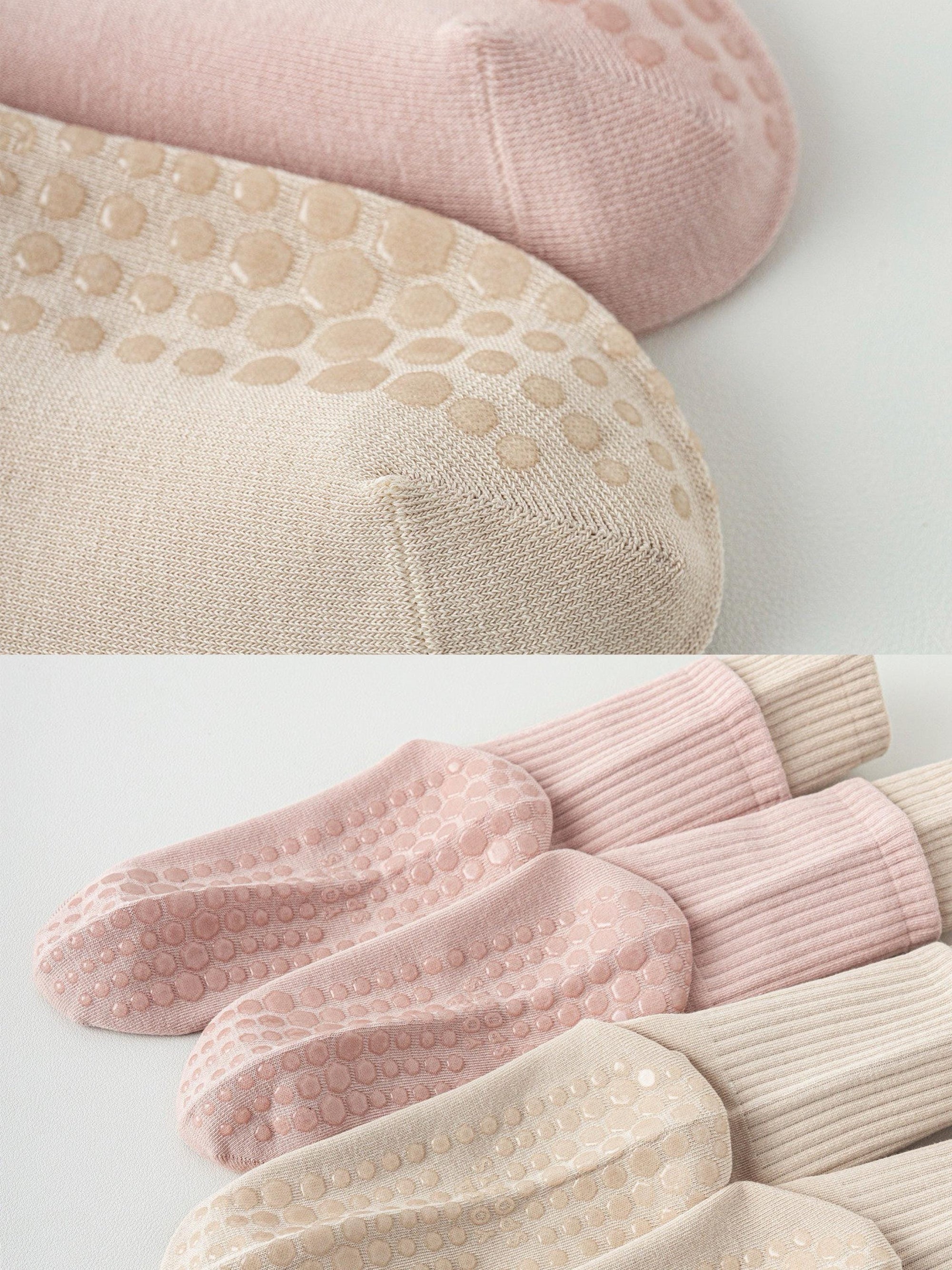 Pink Lian Loungewear Pilates grip socks for women, cotton yoga socks with non-slip soles, relaxed fit for barre and workout sessions.