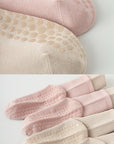 Pink Lian Loungewear Pilates grip socks for women, cotton yoga socks with non-slip soles, relaxed fit for barre and workout sessions.
