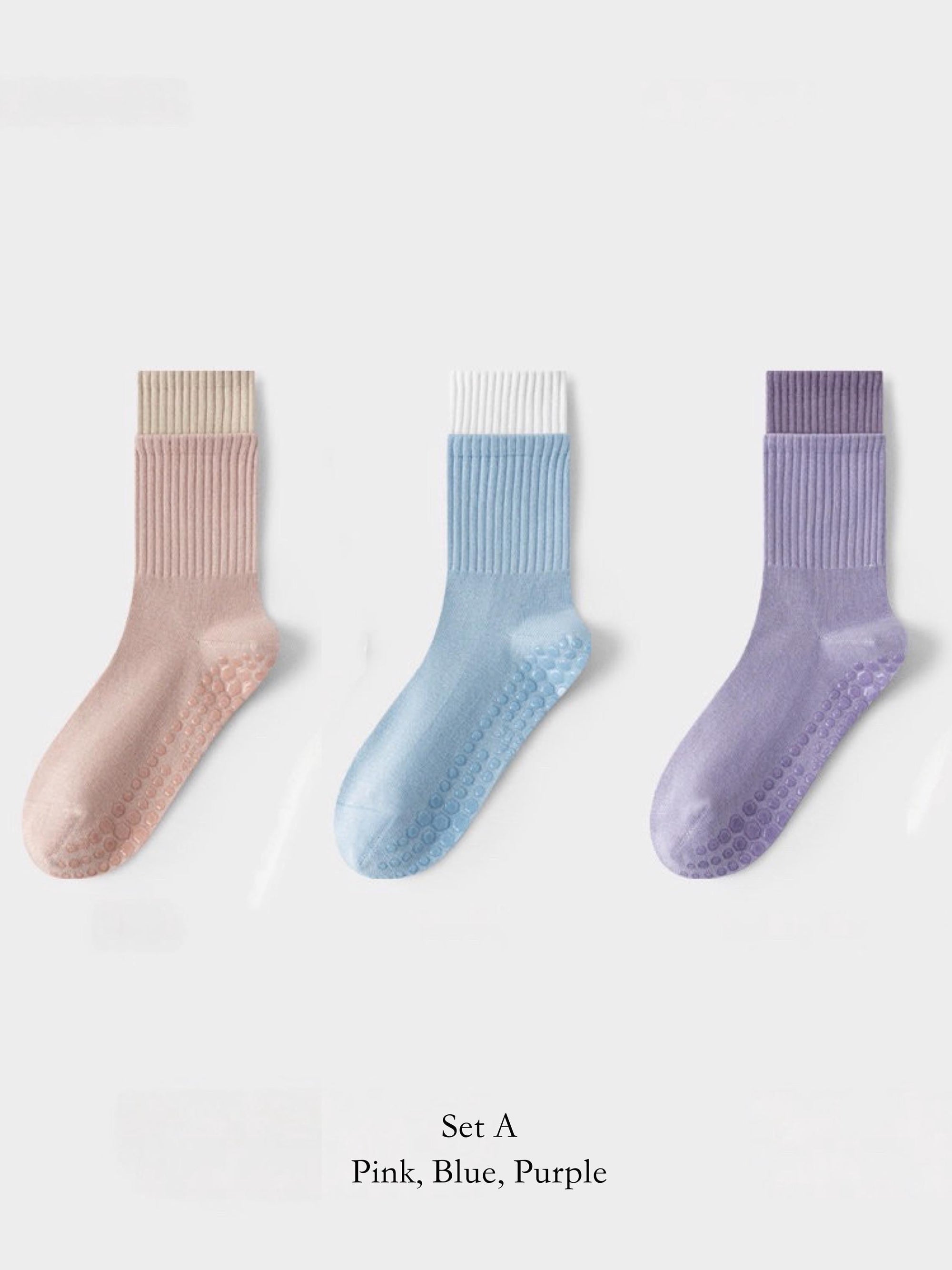 Pink Lian Loungewear Pilates grip socks for women, cotton yoga socks with non-slip soles, relaxed fit for barre and workout sessions.