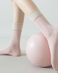 Lian Loungewear pink Pilates grip socks for women, cotton yoga and barre socks with non-slip soles, relaxed fit, one or three pairs
