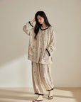 Pink gauze cotton pajama set for women by Lian Loungewear, featuring comfortable relaxed-fit top and pants.