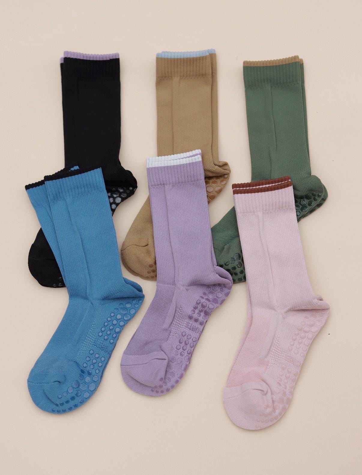 Pink Pilates compression socks for women by Lian Loungewear, non-slip yoga and barre socks with arch support and stable fit.